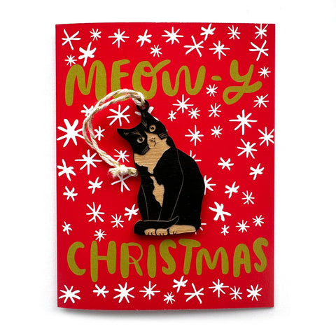 Snowmade Ornament w/Card Meowy Christmas
