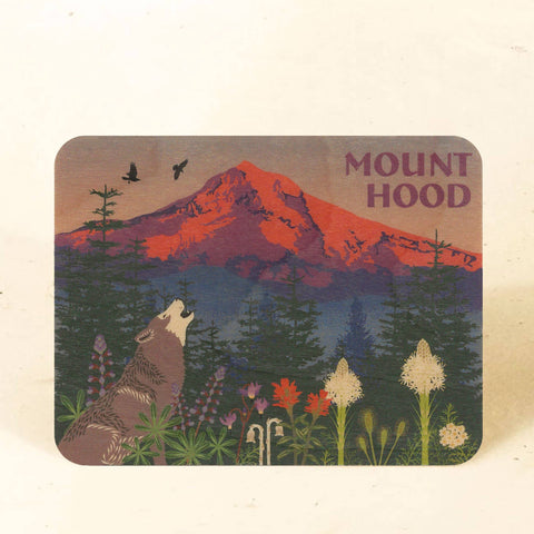 Little Gold Fox Wood Postcard Mt Hood for Bark