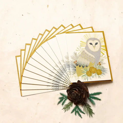 Little Gold Fox Designs Box Set of 10 Barn Owl