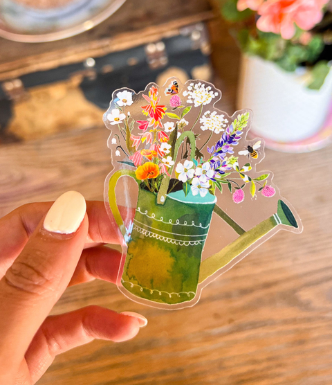Katie Daisy Sticker Watering Can