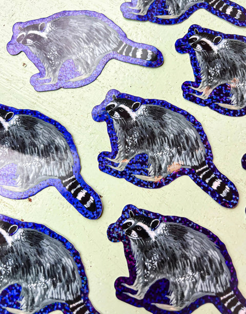 Katie Daisy Raccoon Glitter Sticker