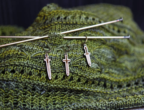 Sunrise Grove  Knitting Progress Keepers Set of 3 Medieval Swords