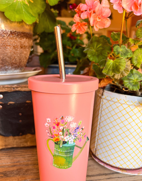 Katie Daisy Sticker Watering Can