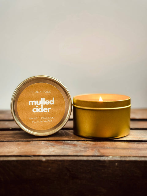 FIRE + FOLK - Mulled Cider | 8oz Wood Wick Candle Tin