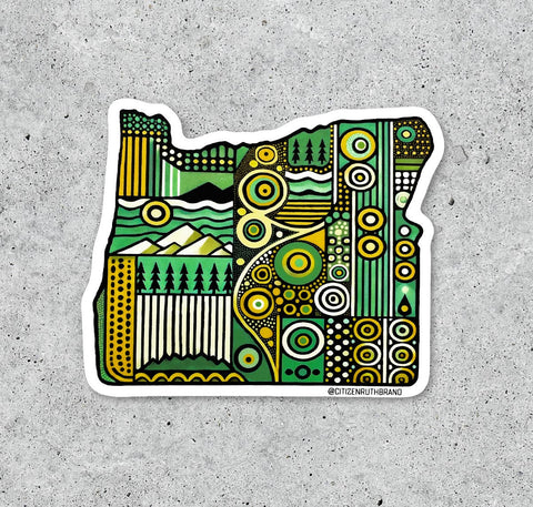 Citizen Ruth Oregon Green and Yellow vinyl sticker