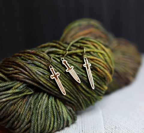 Sunrise Grove  Knitting Progress Keepers Set of 3 Medieval Swords