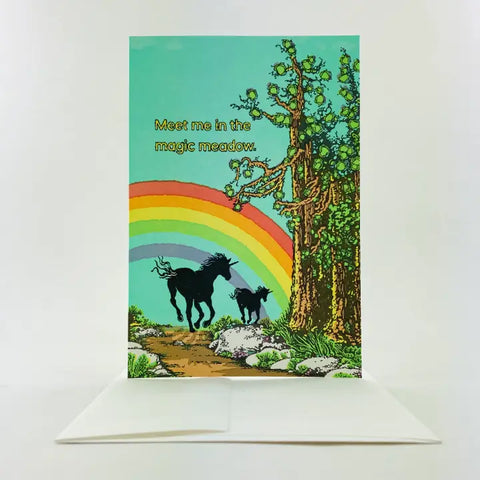 Old School Stationers Card Unicorn Rainbow