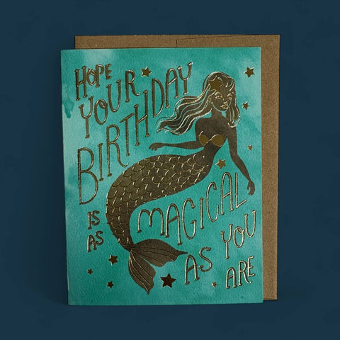 Wild Optimist Goldfoil Birthday Card Mermaid
