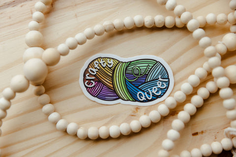Wander Free and Queer Vinyl Sticker Crafty Queer Rainbow Yarn
