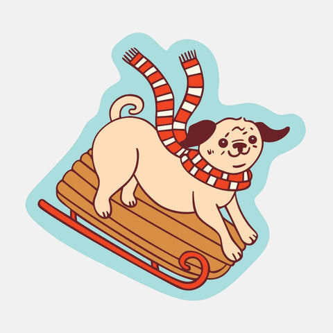 The Good Twin Sticker Sledding Pug
