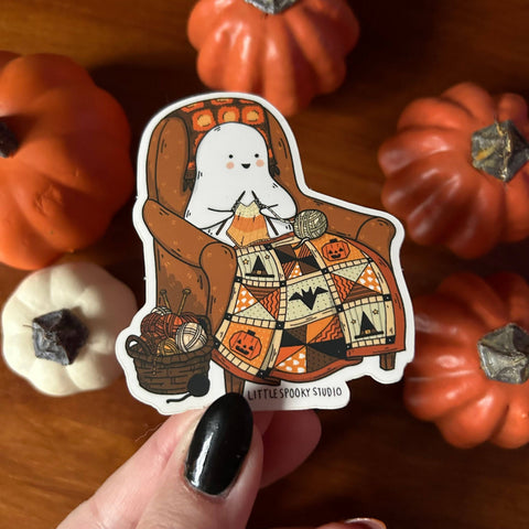 Little Spooky Studio - Knitting Ghostie Sticker
