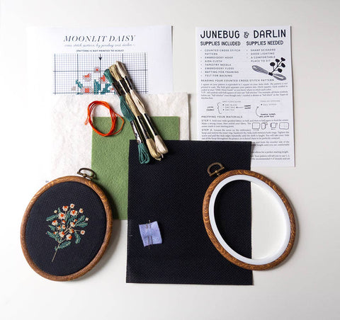 Junebug and Darlin Cross Stitch Kit Moonlit Daisy