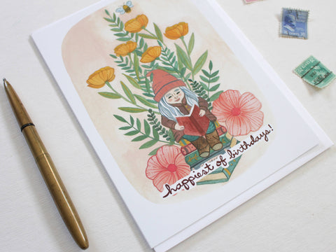 michele maule Birthday Card Reading Garden Gnome