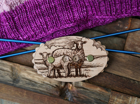 Sunrise Grove Cherry Wood Sheep Knitting Row Counter