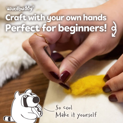 Woolbuddy - Beginner Raccoon Needle Felting Kit – DIY Craft Gift