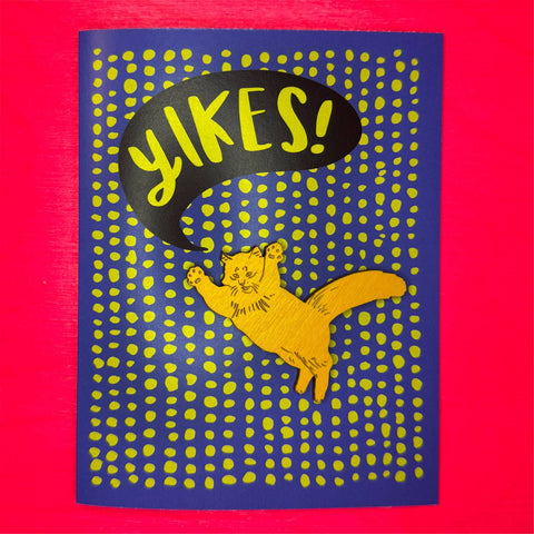 Snowmade Cards w/Magnet Yikes! Jumping Orange Cat