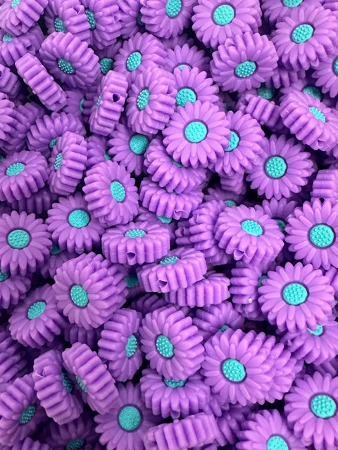 Knitting is Metal Needle Stoppers Purple Boho Flower