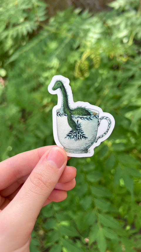 Lizzy Gass Sticker Loch Ness Monster in a Teacup