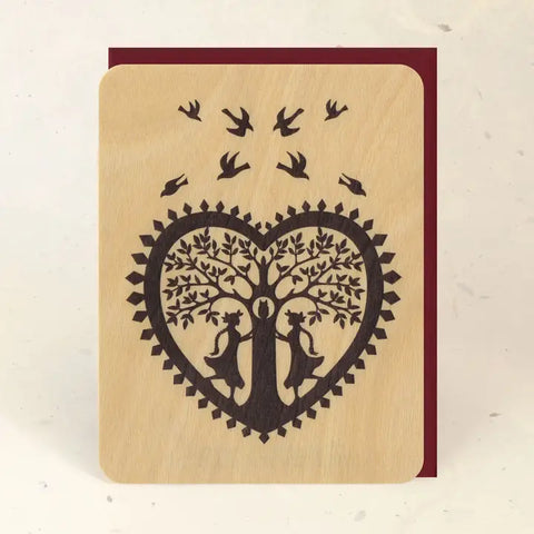 Little Gold Fox Wood Card Lovers Lesbian