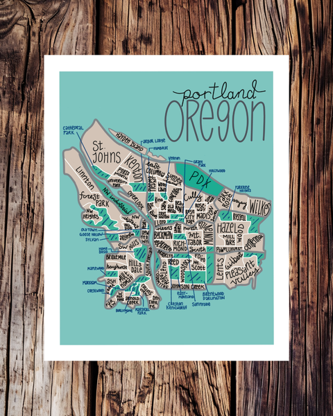 Wander Free and Queer Art Print Portland Neighborhoods Map