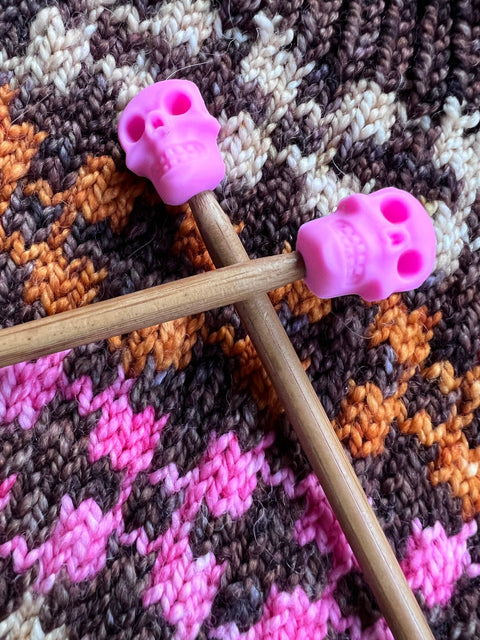 Knitting is Metal Needle Stoppers Skull