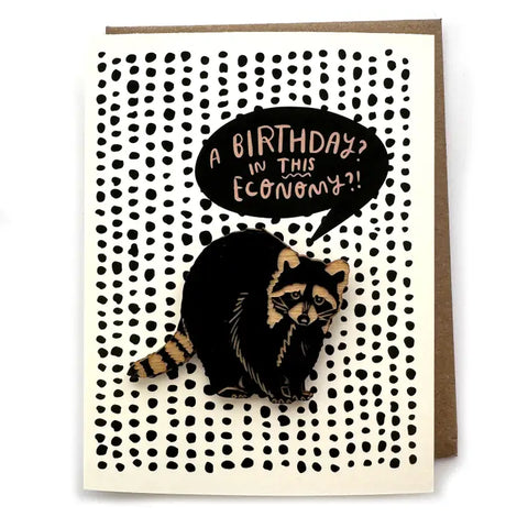 Snowmade Cards w/Magnet Birthday Raccoon