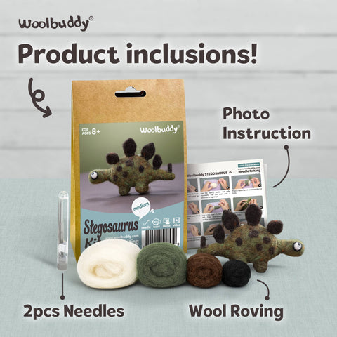 Woolbuddy - Stegosaurus Needle Felting Kit – DIY Craft Gift