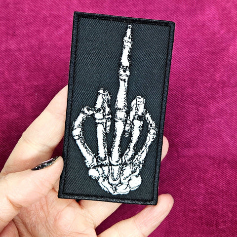 Junkyard Witch Skeleton Middle Finger Patch