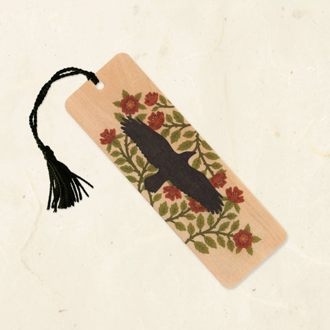 Little Gold Fox Designs Bookmark with Tassel Raven and Rose