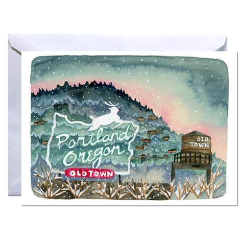 michele maule Holiday Card Portland Oregon Stag Sign