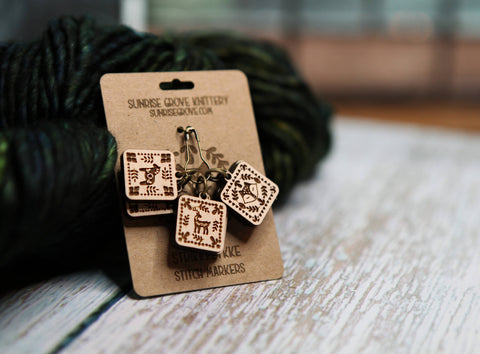 Sunrise Grove Stitch Markers Nordic Knitting Block