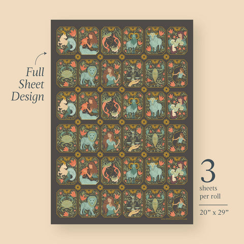 Amicreative Wrapping Paper Rolls Zodiac Astrology