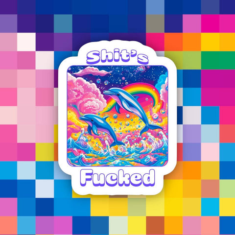 Ace the Pitmatian Co Shit’s Fucked Funny 90s Sticker