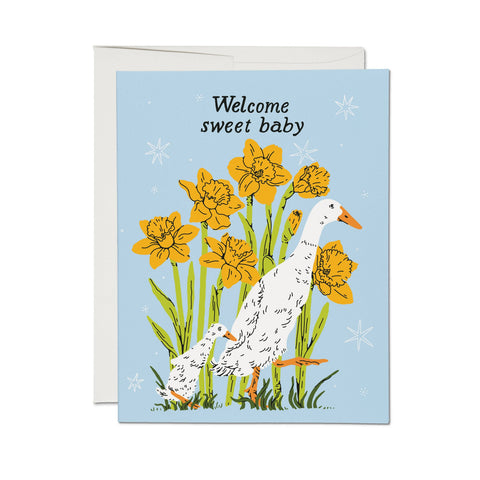 Red Cap Card Baby Goose