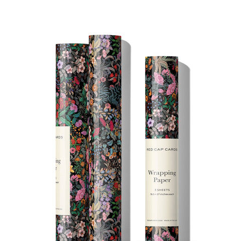 Red Cap Cards Wrapping Paper Meadow Black