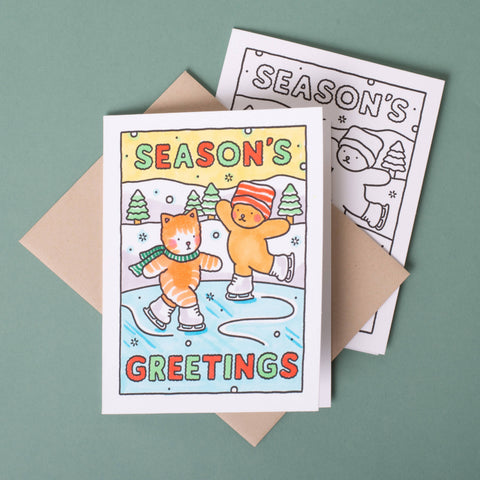 Egg Press Coloring Card Season's Greetings