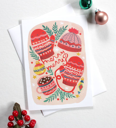michele maule Holiday Card Merry Merry Mittens