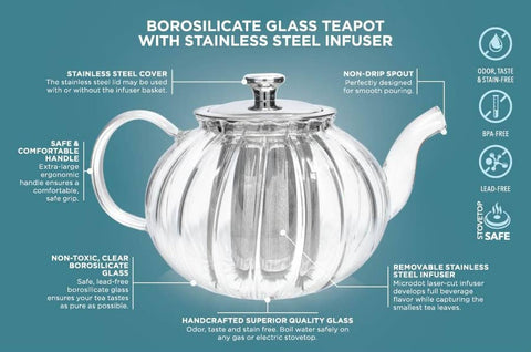 Teabloom Vienna Glass Teapot With Removable Infuser