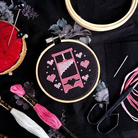 The Gloomy Gremlin Cross Stitch Kit Pink Guillotine