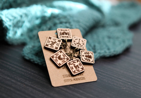 Sunrise Grove Stitch Markers Nordic Knitting Block