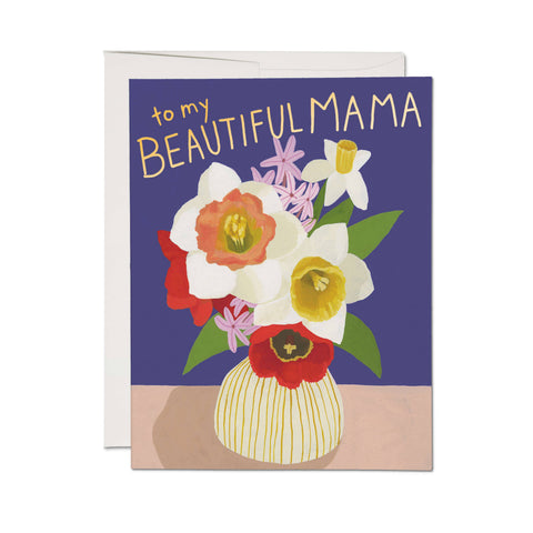 Red Cap Card Beautiful Mama Vase