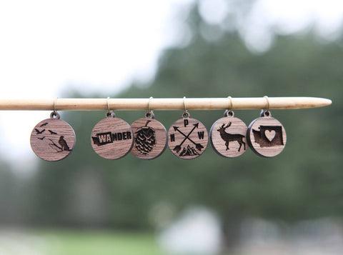 Sunrise Grove Stitch Markers PNW Wildlife & Nature Icons
