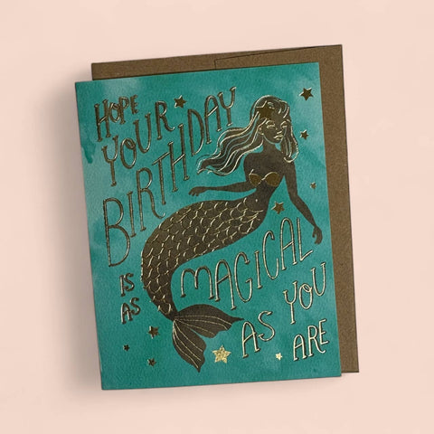 Wild Optimist Goldfoil Birthday Card Mermaid