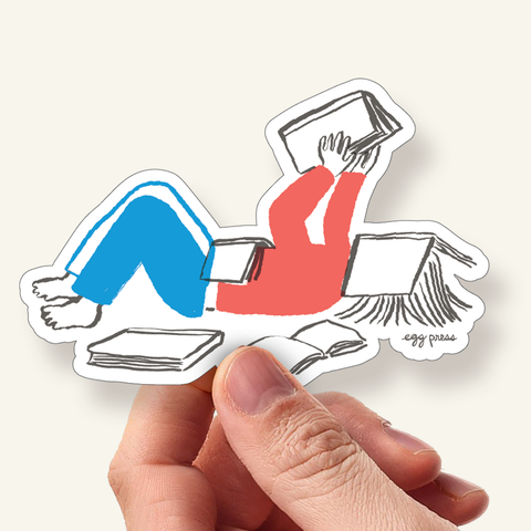 Egg Press Sticker Book Lover Reader