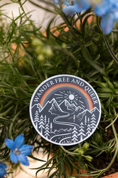 Wander Free and Queer Vinyl Sticker LGBTQ Pride