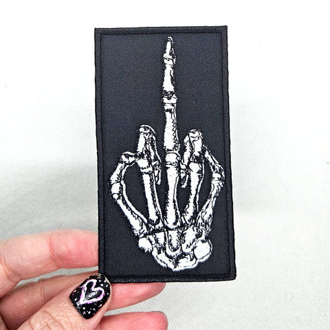 Junkyard Witch Skeleton Middle Finger Patch