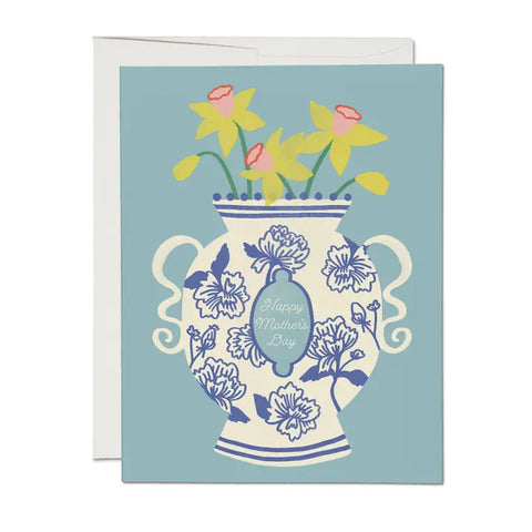 Red Cap Card Mother's Day Vase