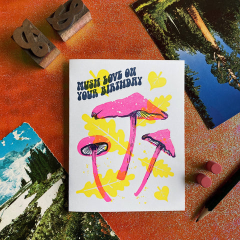 Pier Six Press Card Mushroom Love Birthday