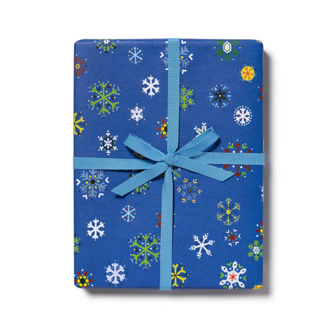 Red Cap Cards Wrapping Paper Colorful Snowflakes