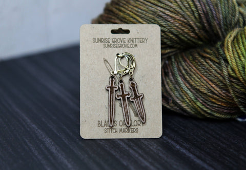 Sunrise Grove  Knitting Progress Keepers Set of 3 Medieval Swords